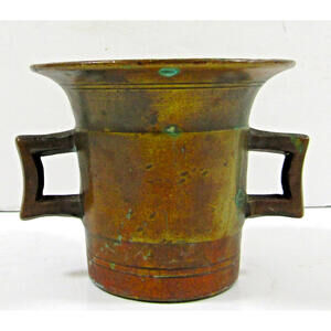 Antique Bronze Flared Mortar with Handles for Apothecary or Pharmacy